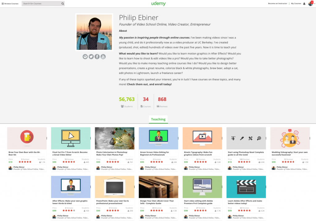 Udemy Profile Page