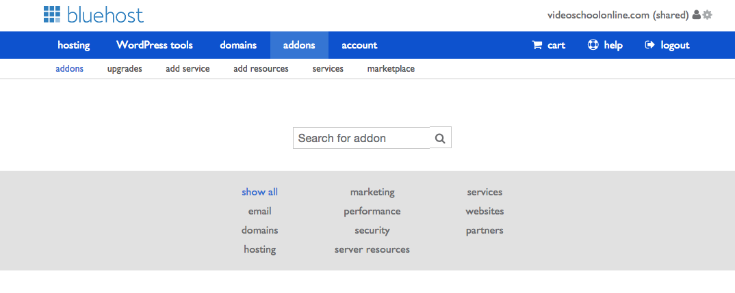 click on hosting bluehost
