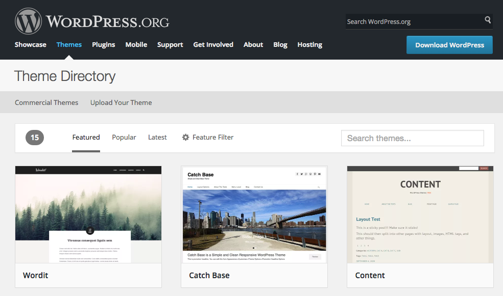 wordpress.org theme directory