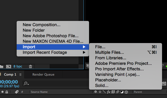 after effects import 1