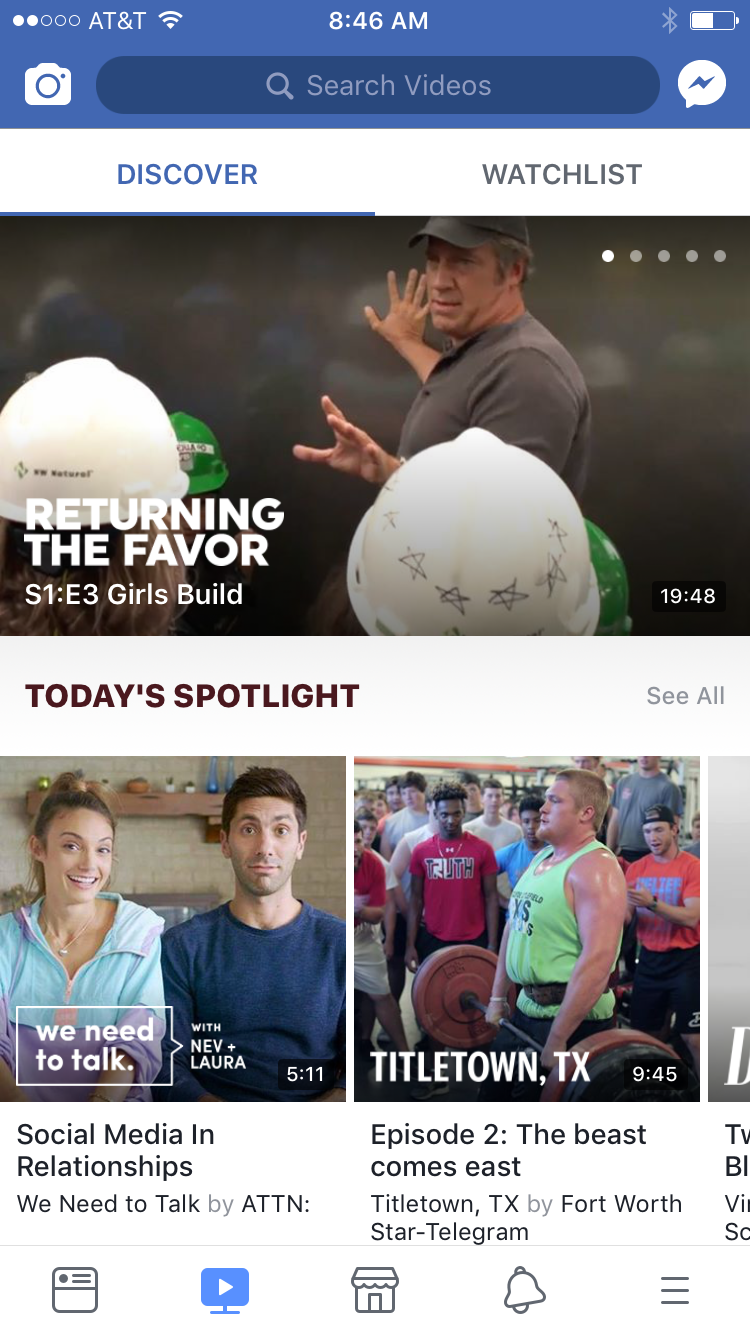 facebook watch app page